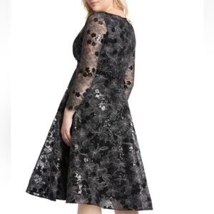 NWT Mac Duggal Black Floral Lace Cocktail Party Dress 67541 Size 26W